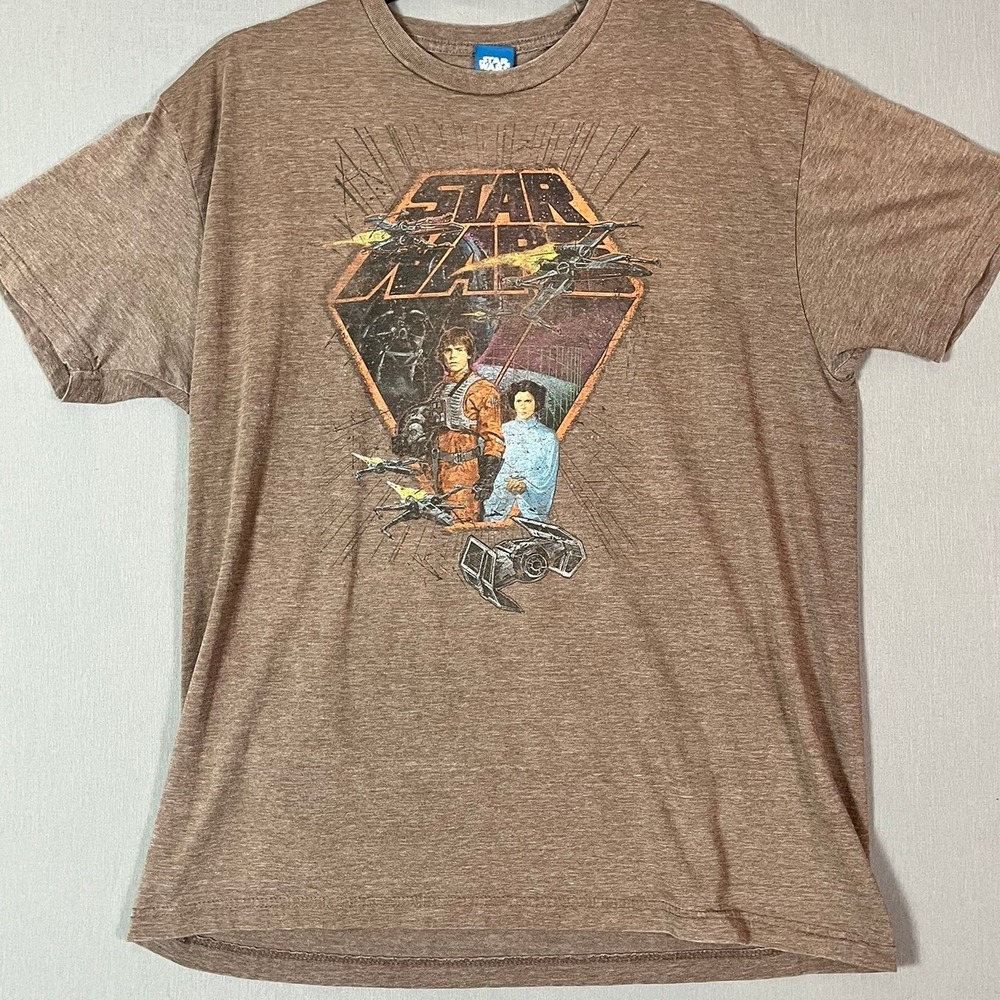 Star Wars Graphic Tee – Mid 2000s Y2K Era – Official Lucasfilm Brown T‑Shirt